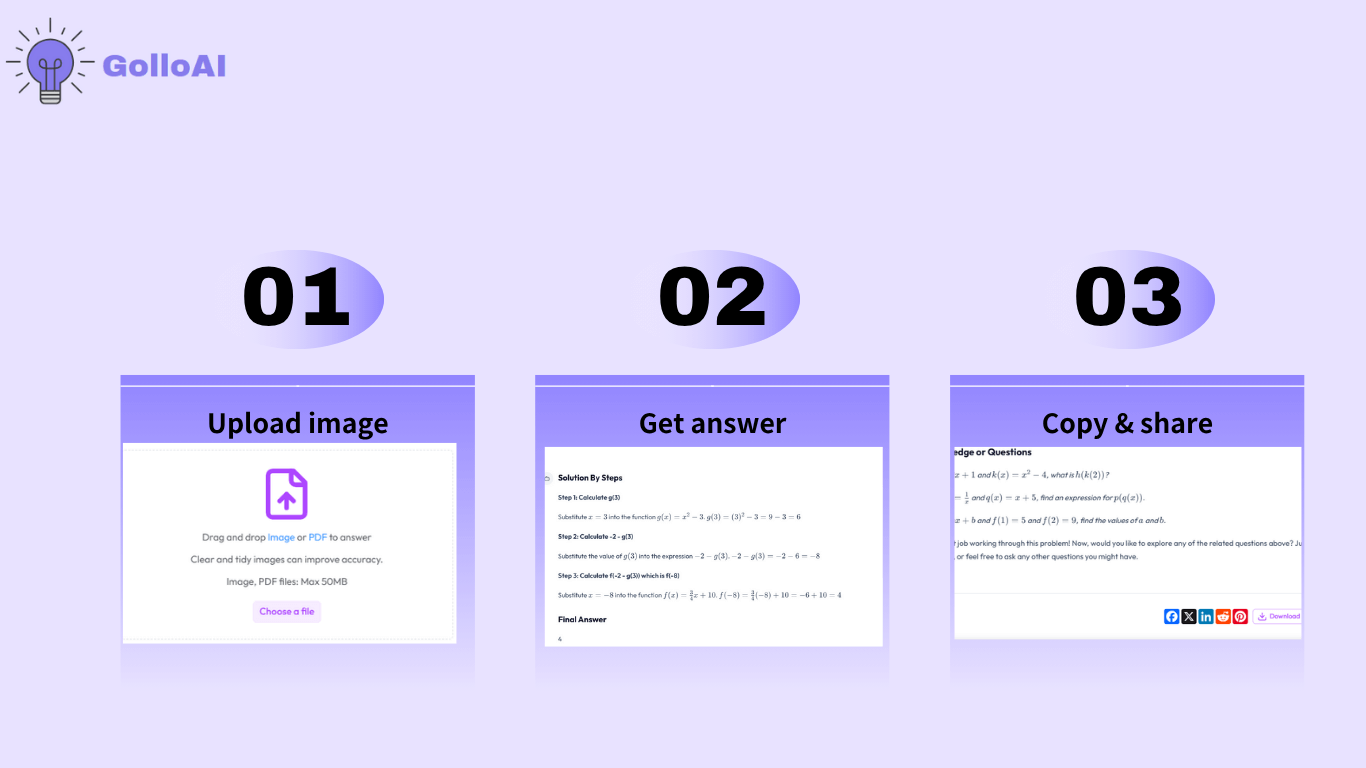 how to work - the steps of our free AI math solver work